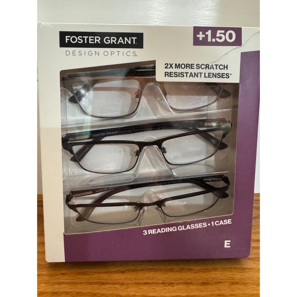 Foster Grant Design Optics Metal NIB Reading Glasses 3-Pack +1.50 UNISEX